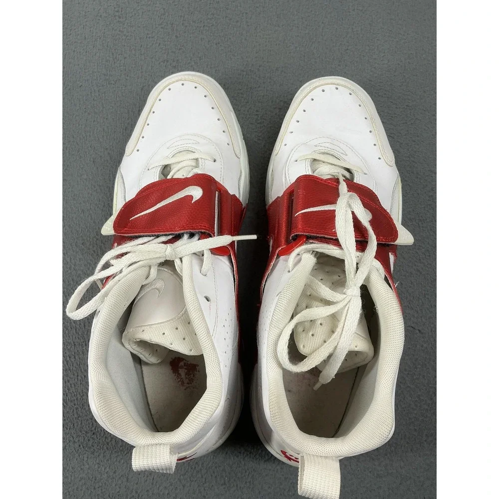 Nike Air Trainer Shoes Mens Size 13 White Red Leather Sneakers 599442-100